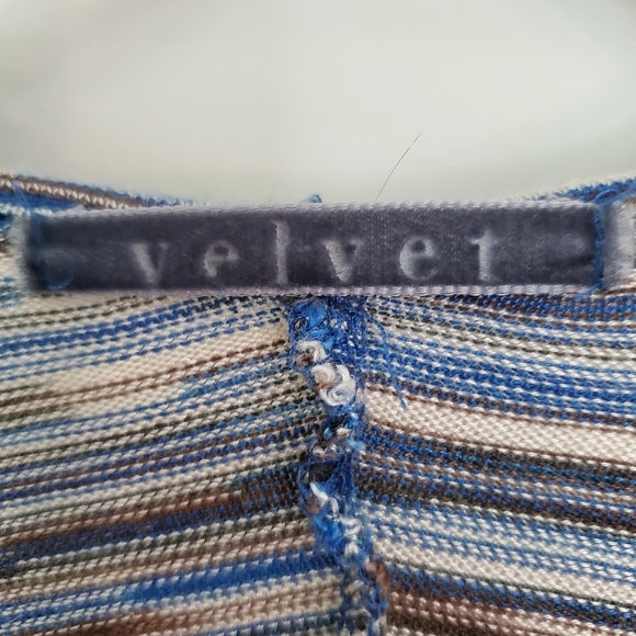 Velvet Striped Drop Shoulder 3/4 Sleeve Top - Picture 6 of 10